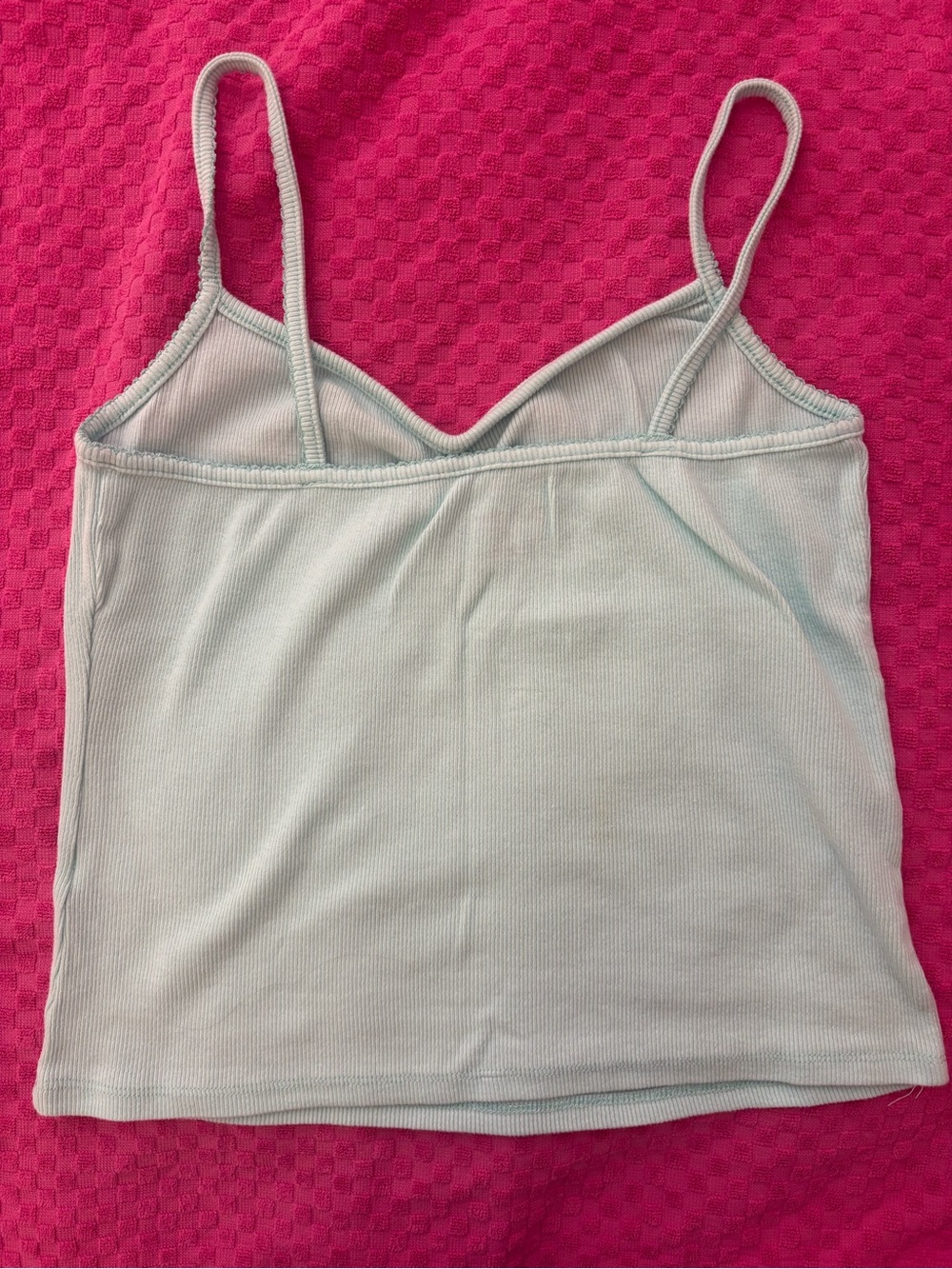 Y2K Turquoise Ribbed Spaghetti Strap Tank Top - Picture 3 of 4